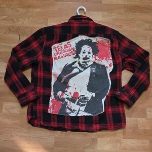 Texas chainsaw massacre Upcycled flannel shirt